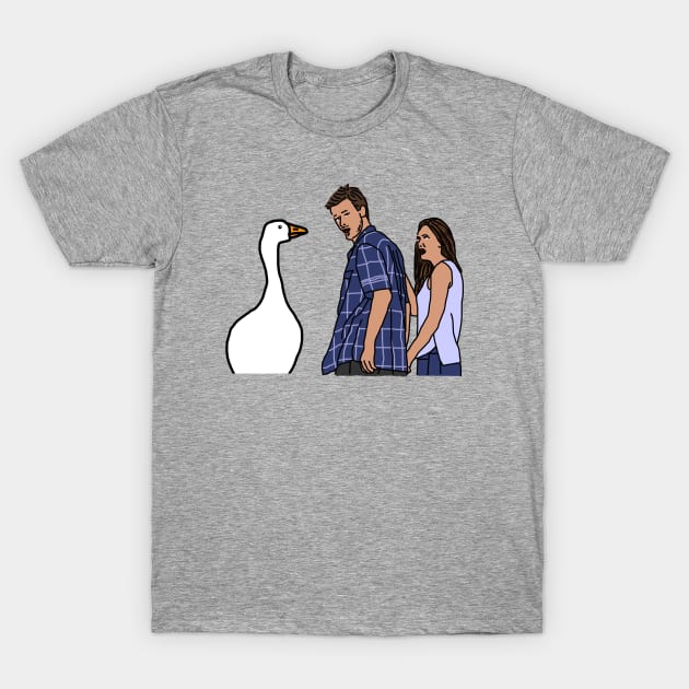 Distracted Boyfriend Meme Gaming Goose and Couple T-Shirt by ellenhenryart